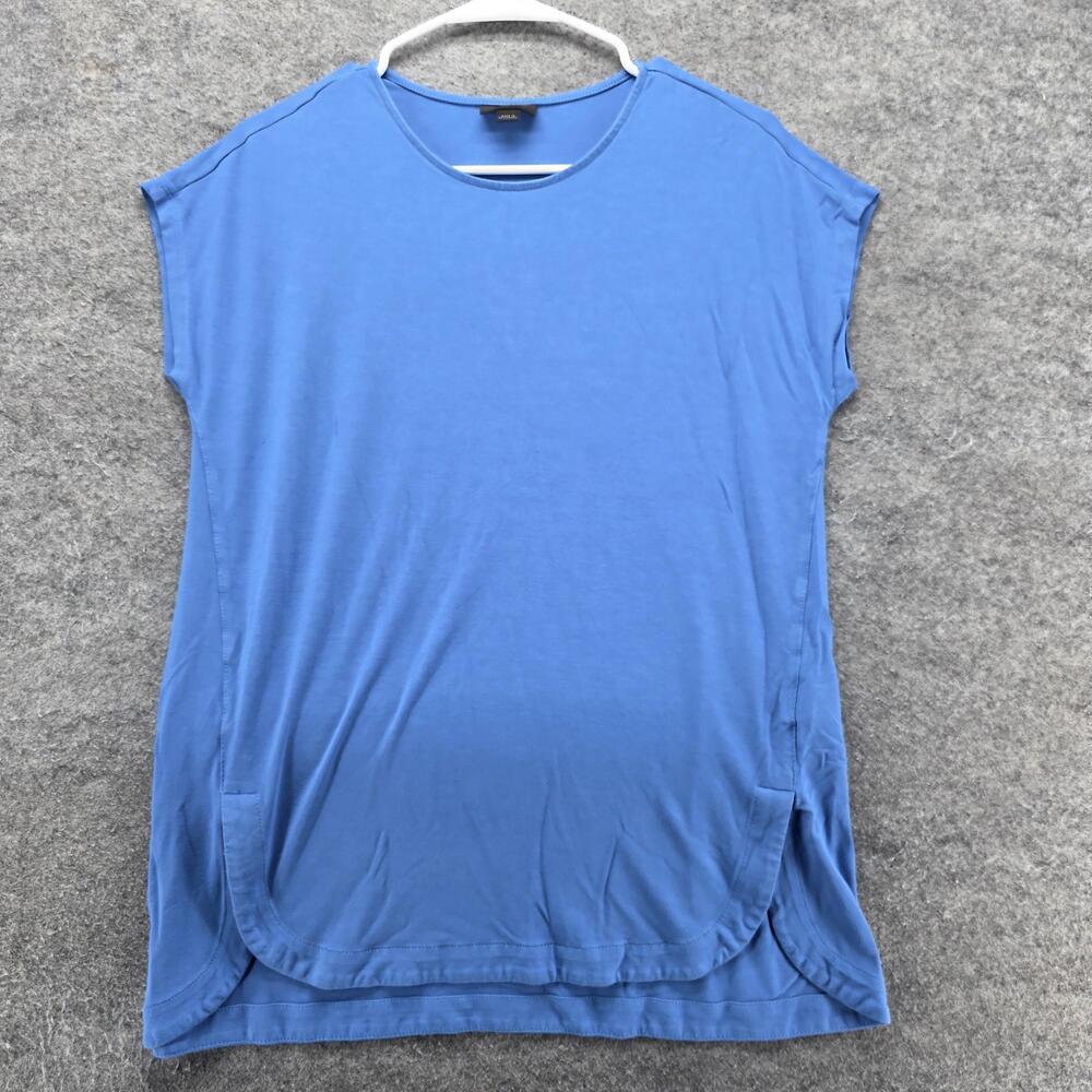 J. Jill T-Shirt Tunic Womens S Blue Crew Neck Pockets Stretch Lightweight